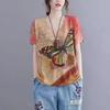 Summer Fall Fashion Knit Clothes Vintage Floral Print Harajuku Retro Women Round Neck Half-sleeve Sweaters Lady Loose Pullovers
