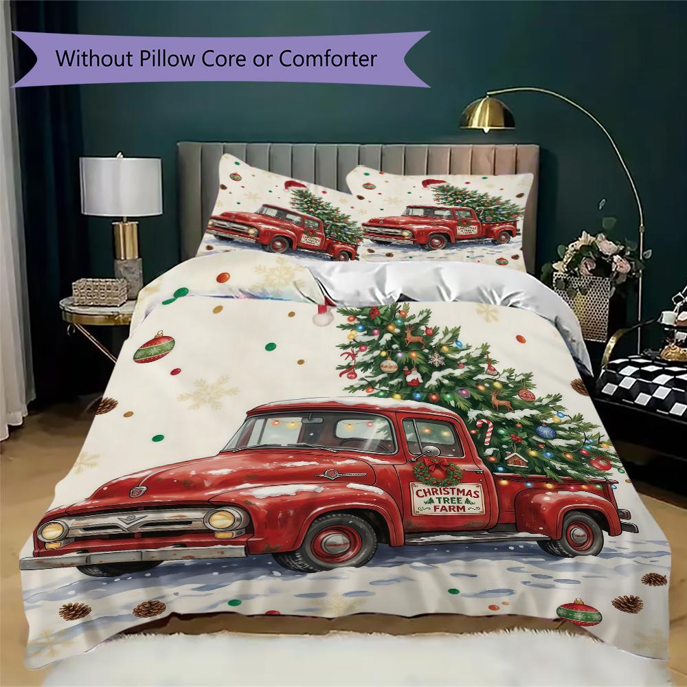 Truck Decorations Pattern Bedding uilt Set uilt Cover Pillowcase Home Decoration Birthday Gift (1 * duvet cover + 2 * pillowcase without core)_XIA