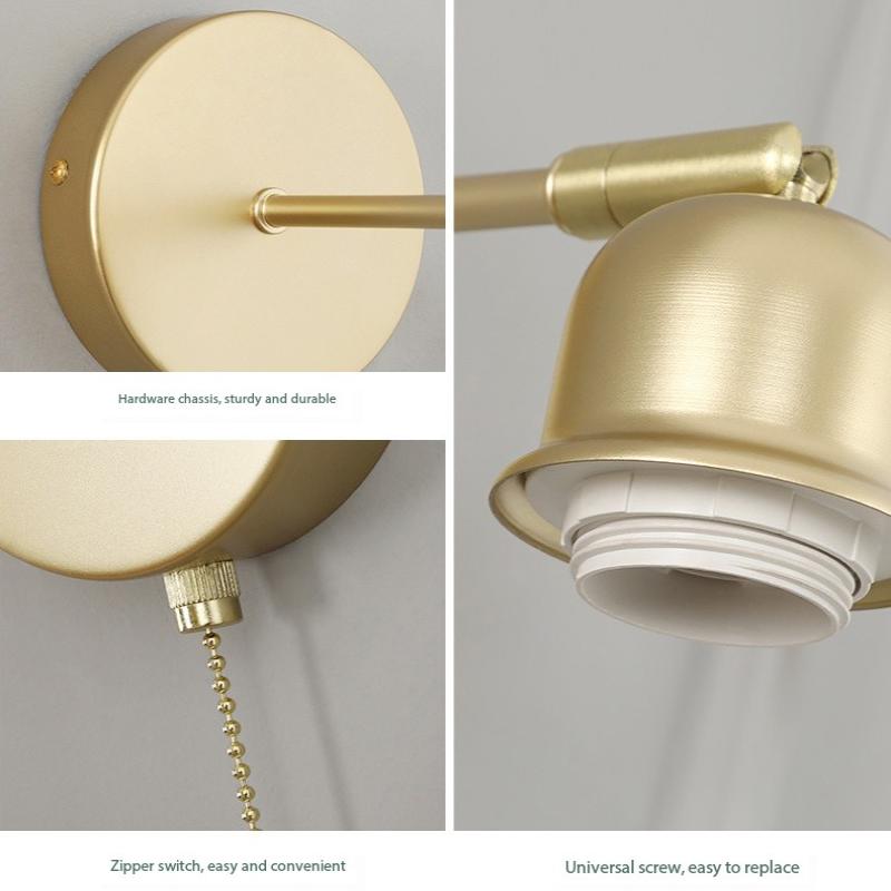 Настенный светильник в скандинавском стиле с выключателем для роскошного декора гостиной, прикроватный светильник для чтения, стеклянный абажур, светодиодное настенное внутреннее освещение