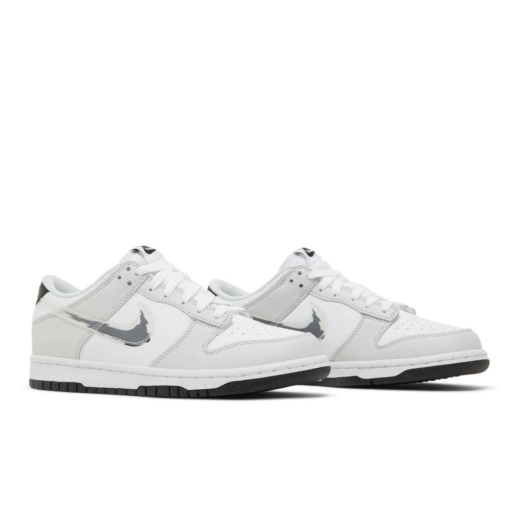 Nike Dunk Low Grade School 'Glitch Swoosh' (Unisex) Photon Dust / Black / White Kids' Skateboarding Shoes DV3033 001