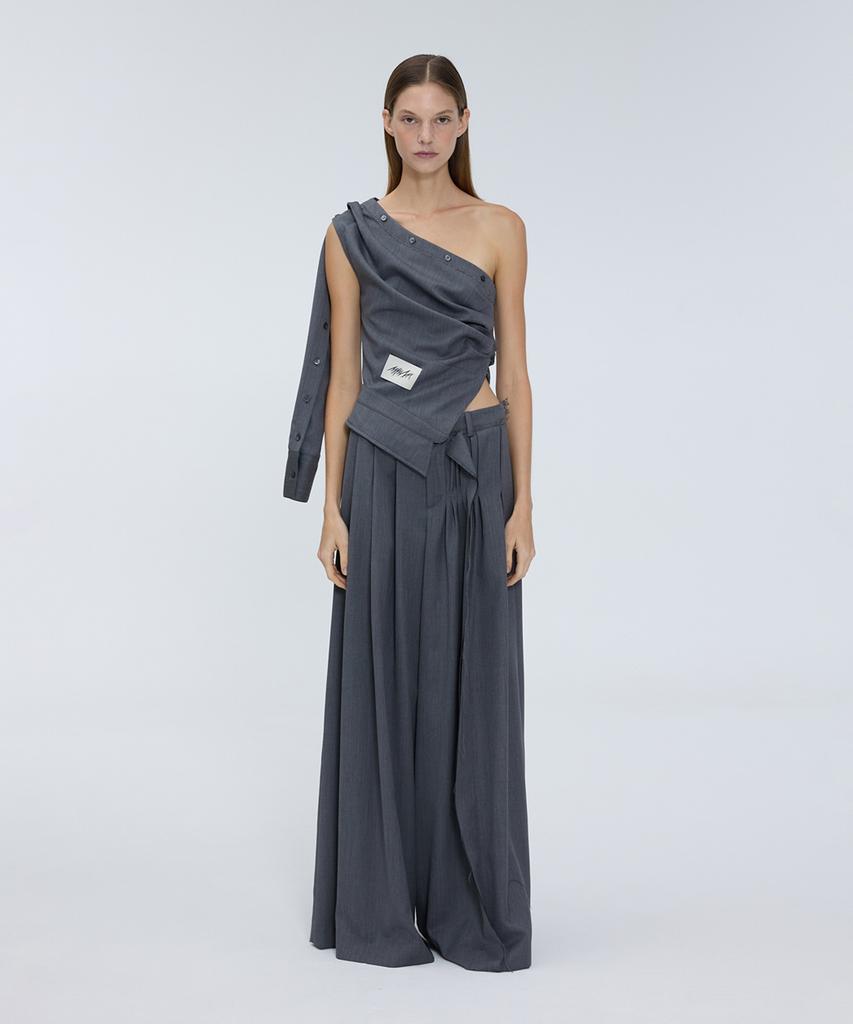Meuameu Pin-Tuck Split Slacks