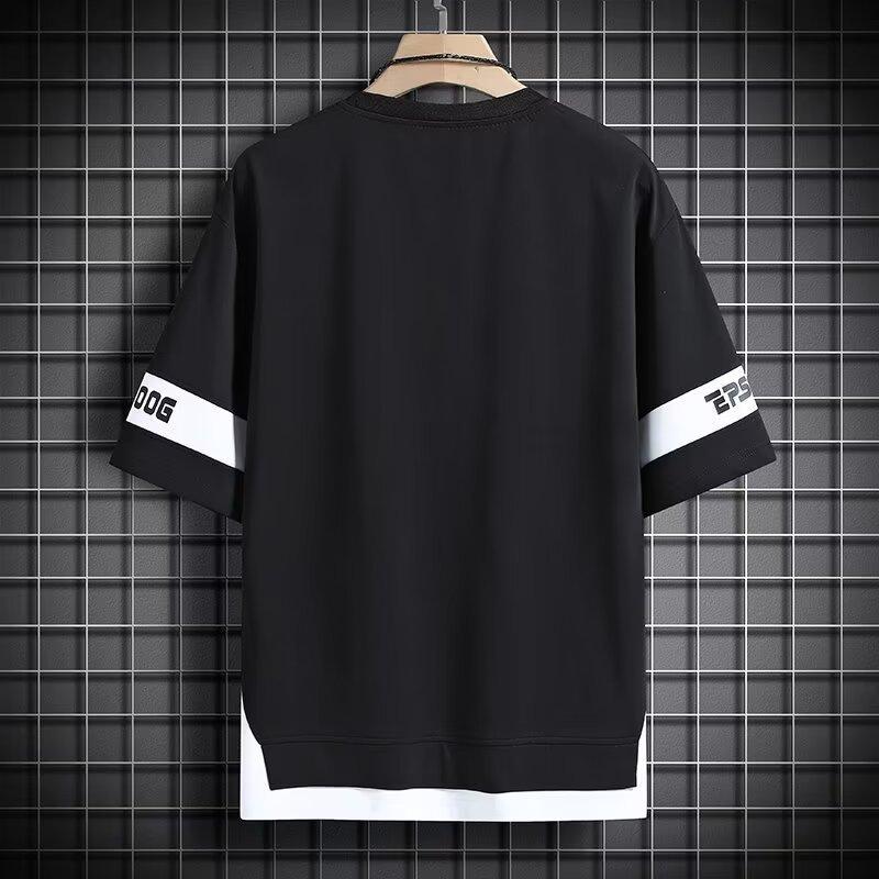 Летние свободные мужские футболки в стиле хип-хоп, повседневные классические футболки с короткими рукавами