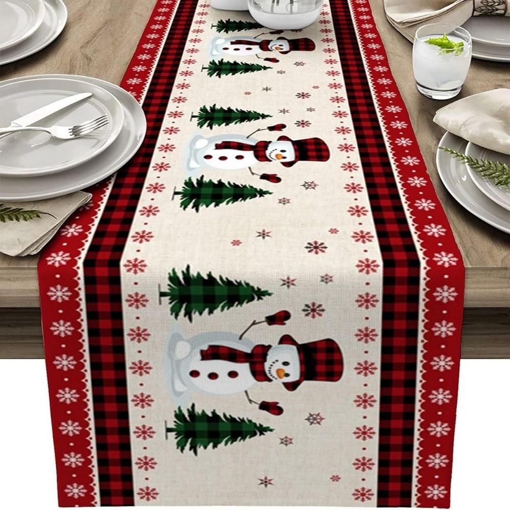 Santa Claus Christmas Table Runner Snowflake Xmas Tablecloth Christmas Table Flag Home Decor