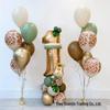 Giraffe & Green Leaf Jungle Birthday Balloon Set for Kids' 1st Birthday