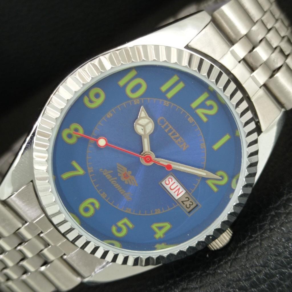 VINTAGE CITIZEN AUTOMATIC 8200 REFURBISHED JAPAN MENS BLUE DIAL WATCH a446838-1