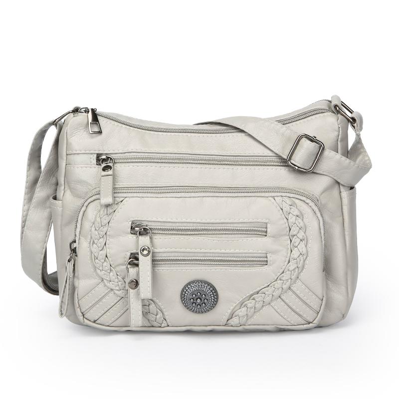 Сумка через плечо большой емкости из мягкой кожи, многослойная сумка через плечо для женщин среднего и пожилого возраста