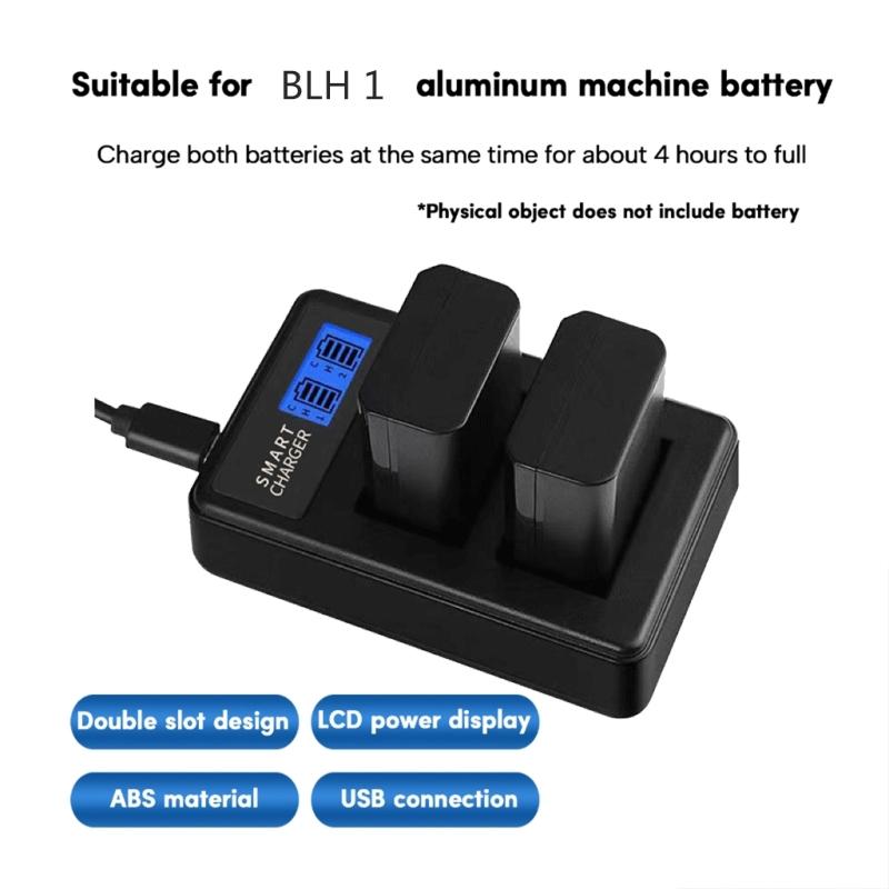 Convenient and Portable BLH1 LCD Double Slot Charger Camera Battery Charger for Olympus EM1 MARKII EM1-2 EM1 Mark 2 EM1