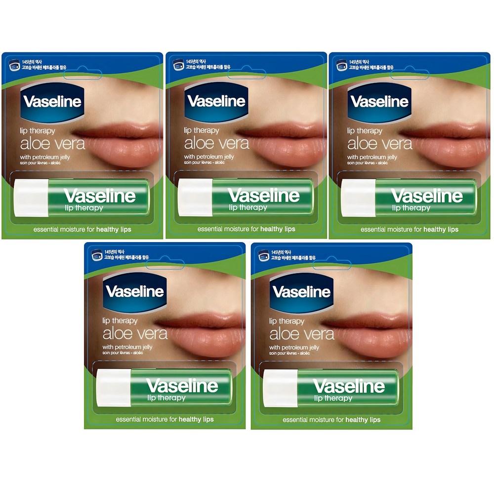 Vaseline Lip Therapy Stick 4.8g, Aloe Vera, 5 Pieces
