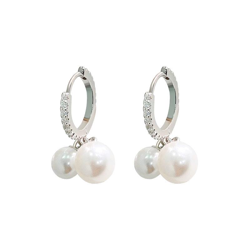 Exquisite Diamond-encrusted Pearl Earrings for Women Light Luxury High-end Niche Design Earrings
