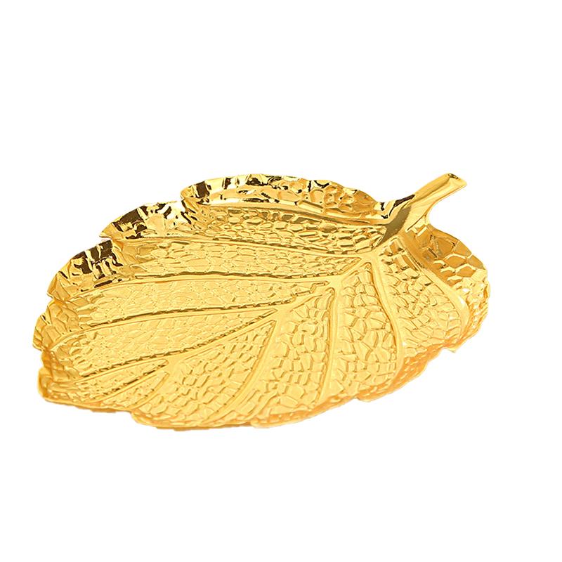 1 шт., позолоченные тарелки для хранения закусок, сервировочный поднос в форме листа, блюдо с фруктами, ювелирные изделия с цветами, брелок
