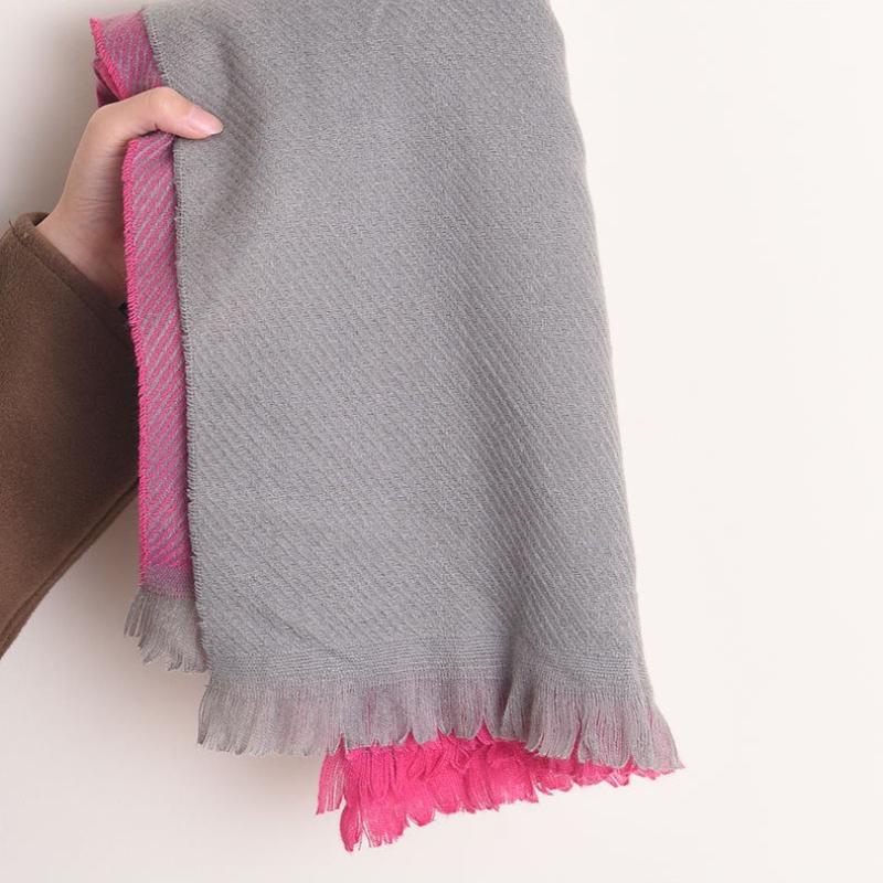 Autumn Winter Double-sided Color-blocked Women Scarf Imitation Cashmere Female Versatile High-end Warm Shawl