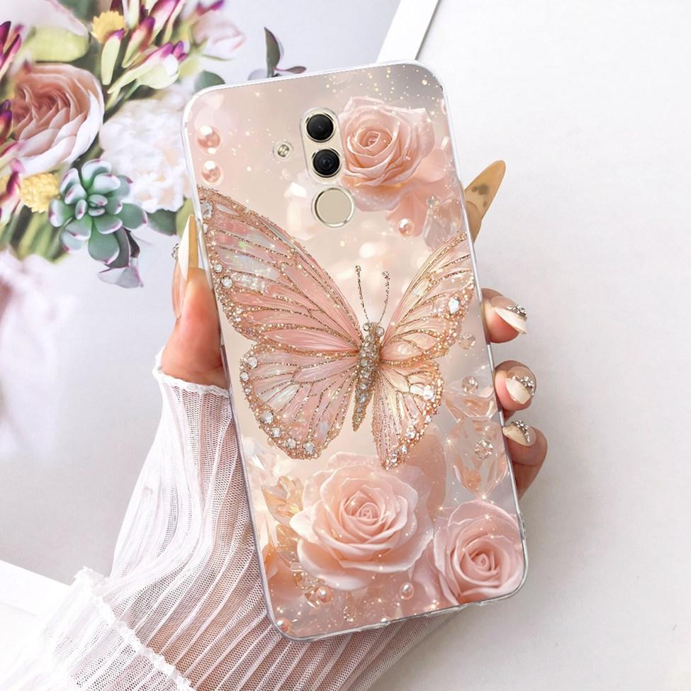 For Huawei Mate 20 Lite Case Cover Transparent Cute Fashion Butterfly Funny Painted Casing For Huawei SNE-AL00 SNE-LX1