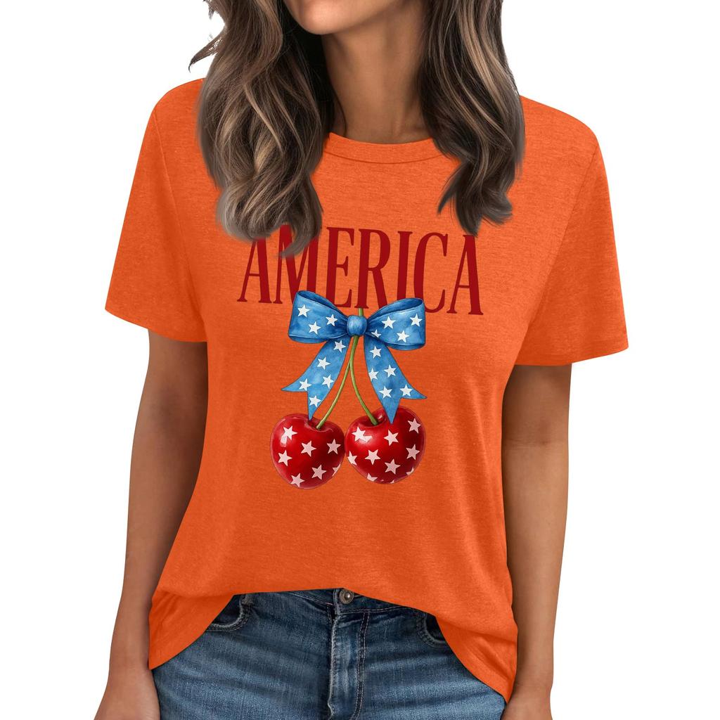 Женская футболка с круглым вырезом и короткими рукавами с принтом