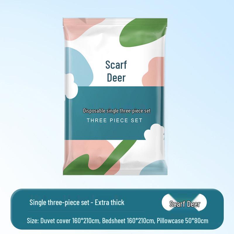 Дорожный одноразовый комплект простыни и пододеяльника для двуспальной кровати - 4 предмета