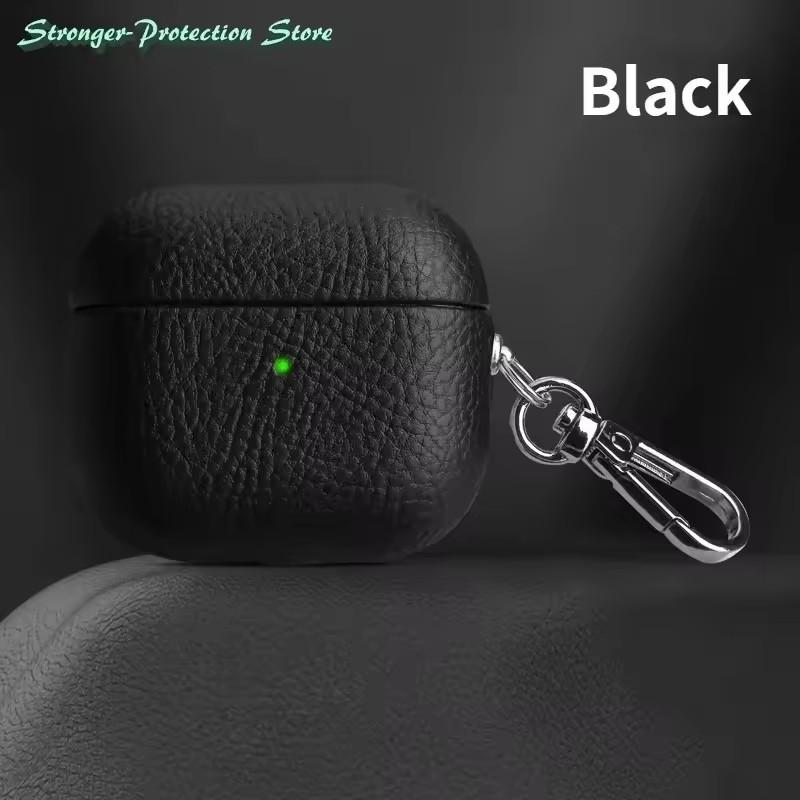 Натуральная Кожа Для Чехла AirPods Pro 3 AirPods Pro 2 Airpods 4 Airpods 1/2 3 Обложка Узор Личи Коровья Кожа С Пряжкой