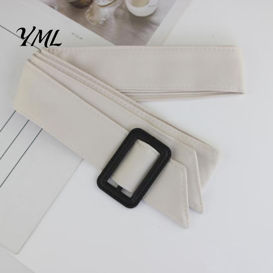 Soft Texture Belt Adjustable Wide Waist for Women, 67 Inch Replacement Trench Coat Waistband with Black Autumn Winter Outfit Decor Square Buckle,