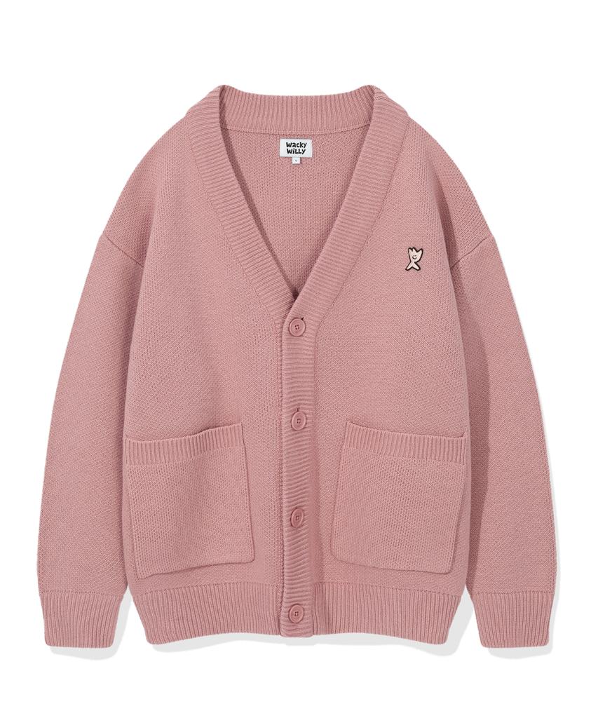 Wacky Willy Basic V-Neck Cardigan Pink
