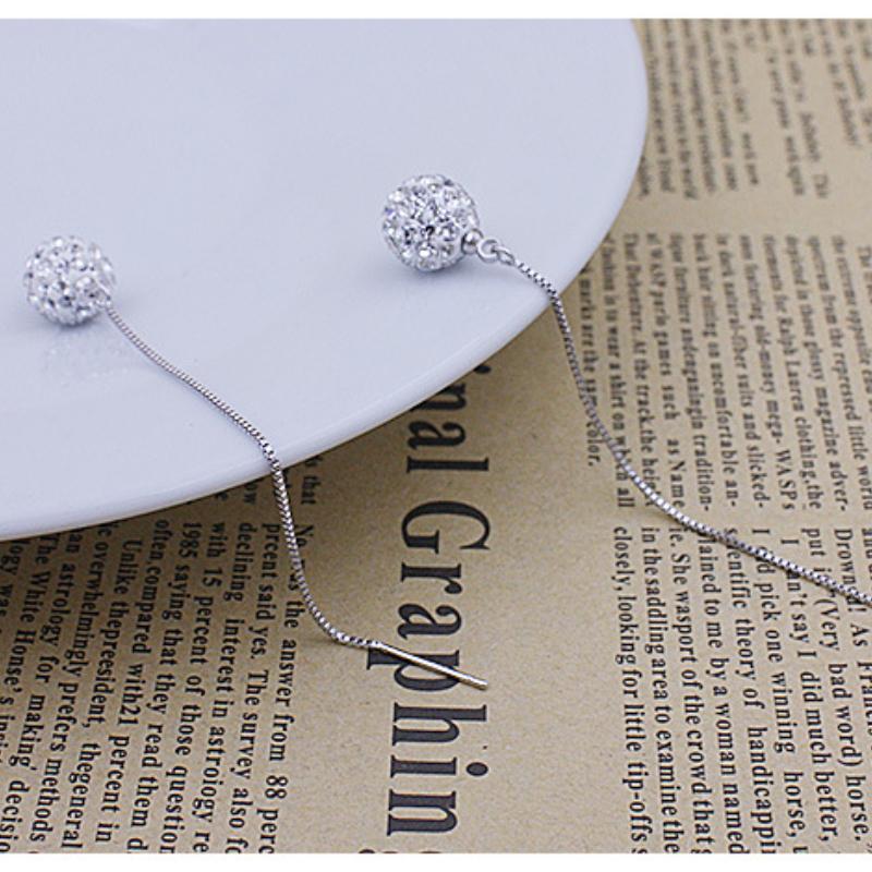 Womens Korean Fashion Elegant 925 Silver Plated Anti-allergy Simple Ear Line Long Stud Earrings Female Ear Jewelry Xmas Gift