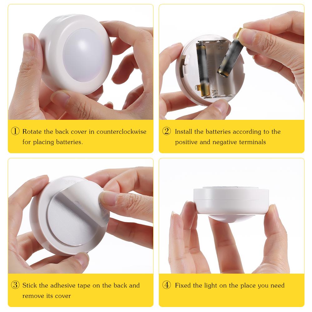 Tomshine DC5V 0.25W RGB LED Cabinet Light Puck Lamp 3 * AAA Battery Powered Operating 6 Packs