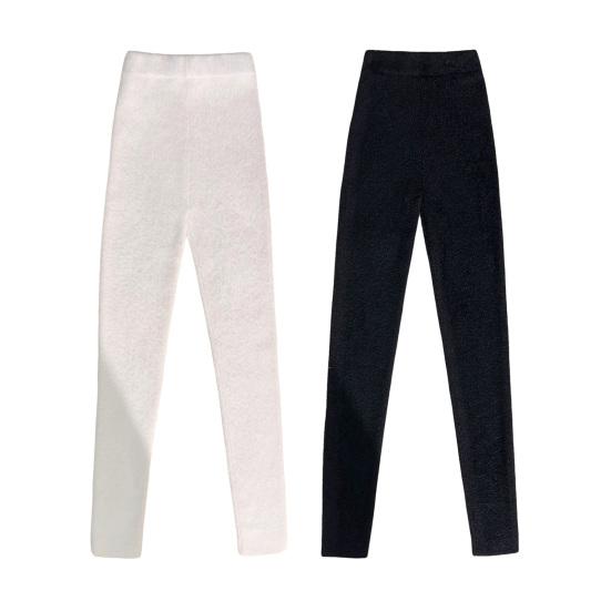 Women Stretchy Leggings High Waist Plush Thickened Warm Trousers Slim Fit Butt Lifting Winter Bottom Pants