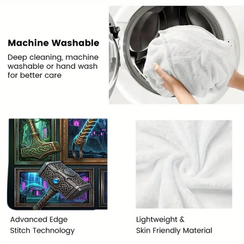 Thors Hammer Collection 2D Flat Pattern Flannel Blanket, High quality All Seasons, Home Decor, Warmth and Comfort, Perfect for Christmas Gifts.