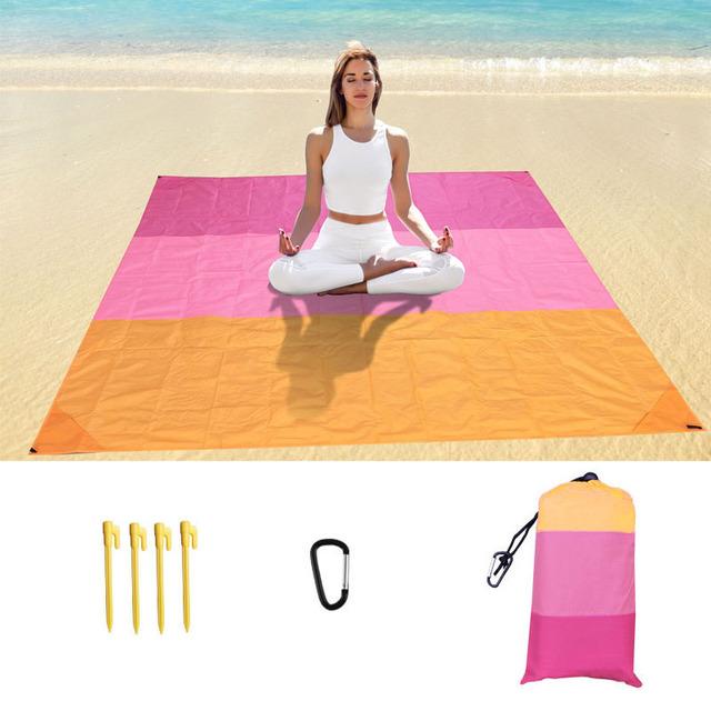 Большой пляжный коврик для полотенец Sand Free Beach Windproof Водонепроницаемые одеяла для пикника Пляжный коврик Oversized Pocket Picnic 4 Anchor