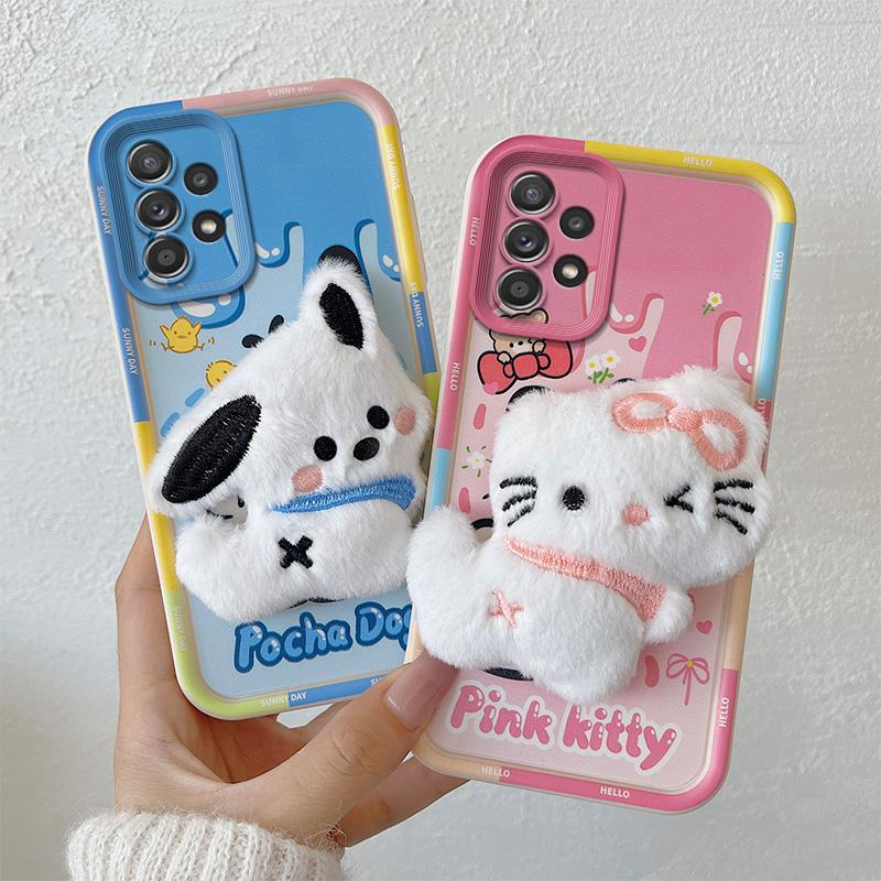 KEYSION Cute 3D Cartoon Plush Case for Samsung A53 5G A23 with Lanyard Silicone Shockproof Phone Cover for Galaxy A13 4G A53 5G