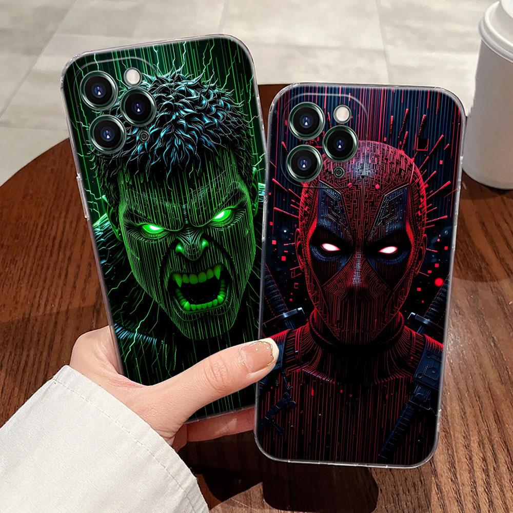 Чехол для телефона Marvel Heroes Deadpool Hulk Прозрачный для iPhone 17 Pro Max 17E 11 12 13 14 15 16 Pro Max Plus 17 Air 16E 7 X