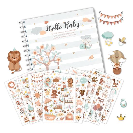 Yousheng Baby Growth Record Book Scrapbook Stickers Story-like Baby Milestone Album DIY Friendly Baby Development Scrapbook
