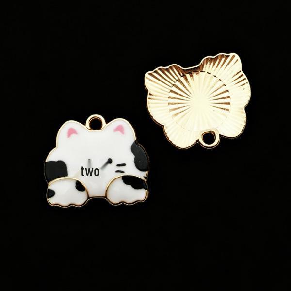 Alloy Drip Oil Cat Pendant, 18x16mm - Cute DIY Korean Style Jewelry Accessory