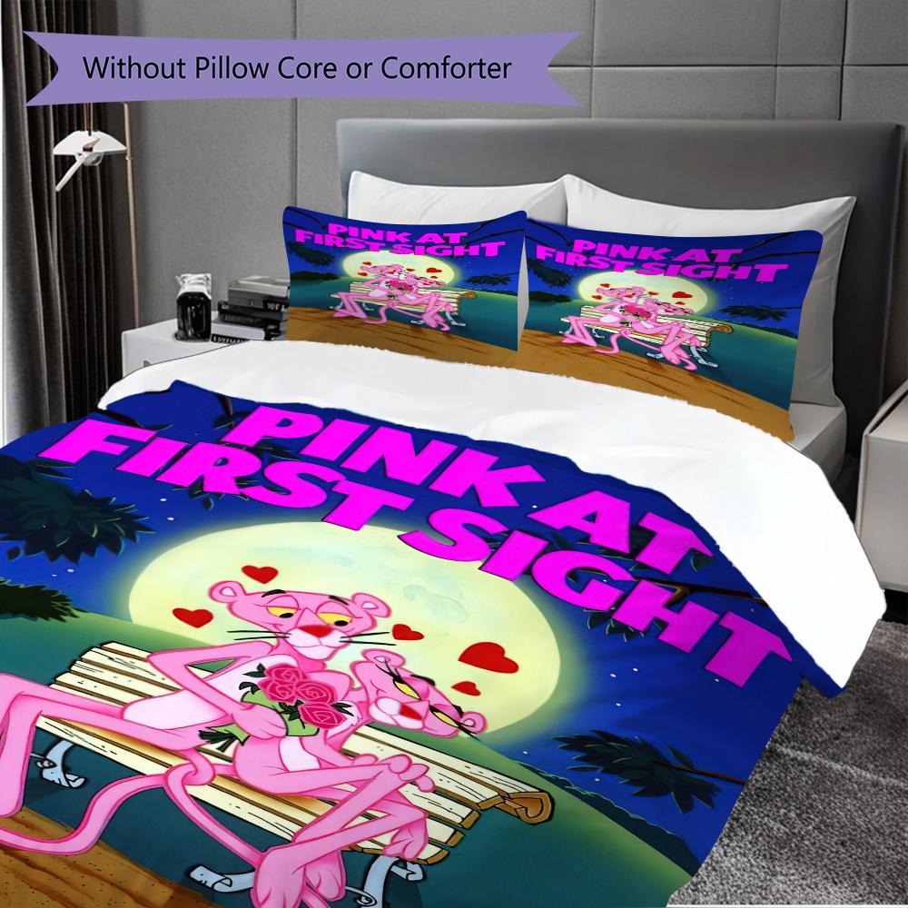 Pink Panther Door Bedding 1 Duvet Cover 2 Pillowcase Without Core Without Core Christmas Birthday Gift Soft And Comfortable Bedding Set
