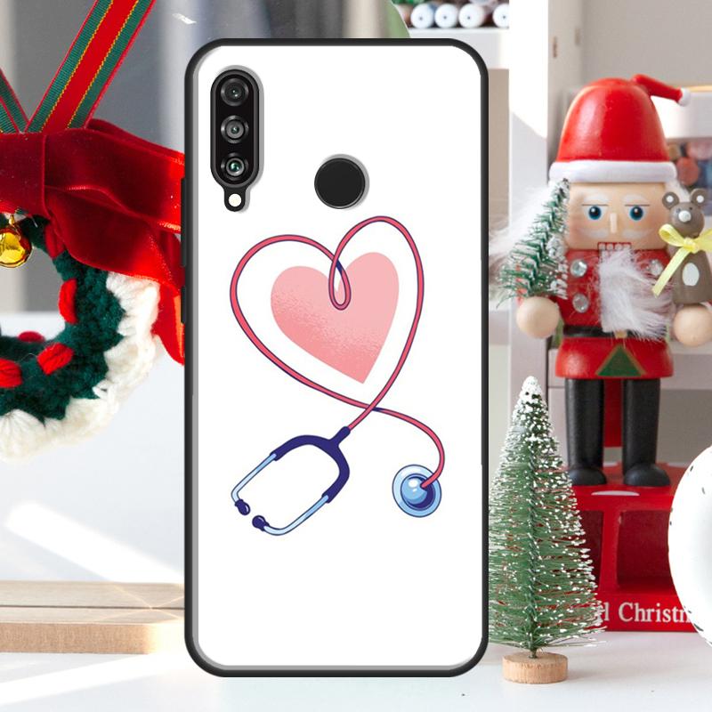 Милый стетоскоп в форме сердца для Huawei Nova 9 10 SE 11 Pro Y60 Y70 Y90 Y61 Y91 Y72 Y73 12i 11i 8i P20 P30 P40 Lite Чехол