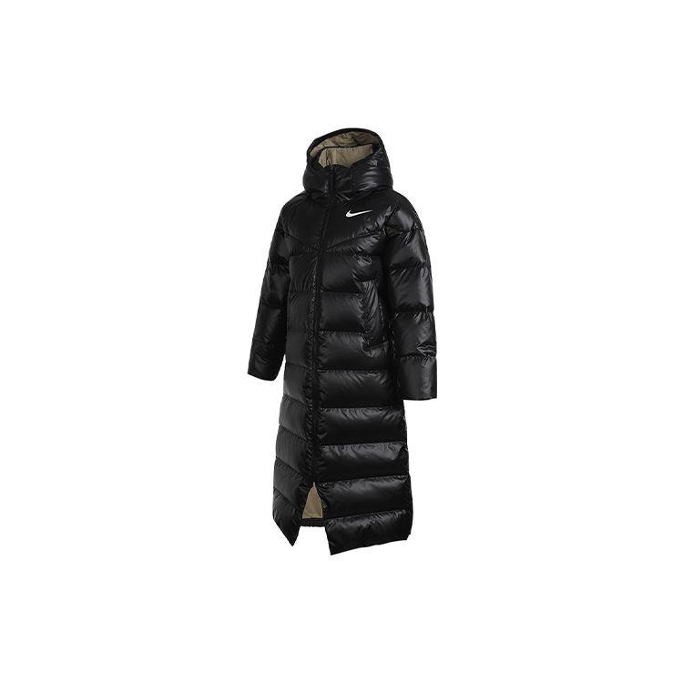 Nike Спортивная теплая длинная куртка-пуховик с капюшоном женская верхняя одежда черного цвета CU5821-010