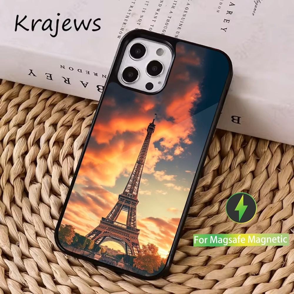 Art Paris Eiffel Tower Phone Case For iPhone 16,15,14,13,12,11,Pro,Max,Plus,Mini, Magsafe,Magnetic Wireless Charging Case