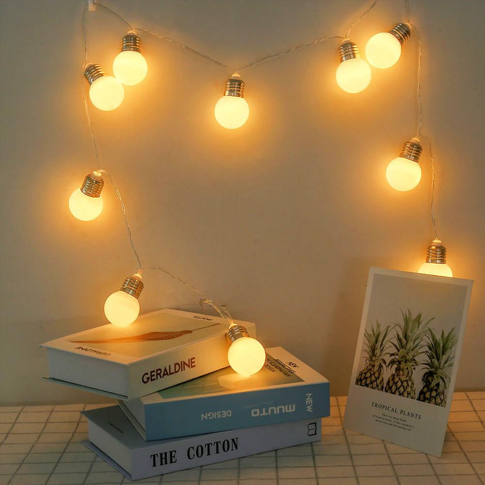 1.5m 10LED Milk White Bulb String Lights Decoration Lamp for House Courtyard Christmas Festival