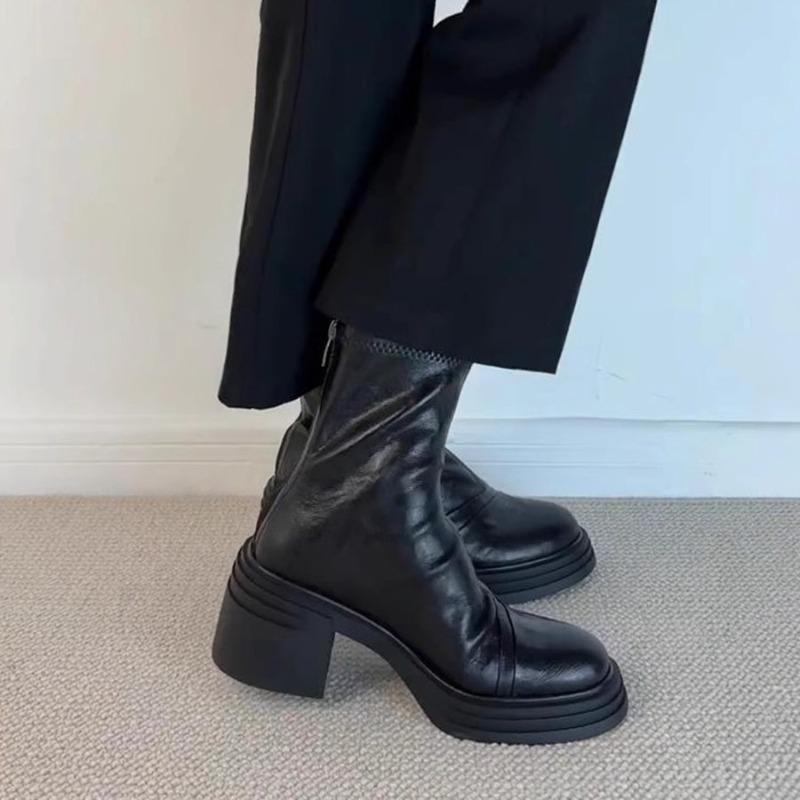 Fashion Designer Women Boots Spring Autumn Versatile Thick Heel Short Boots for Women Retro Elegant Sneakers Fashion Women Leather Shoes