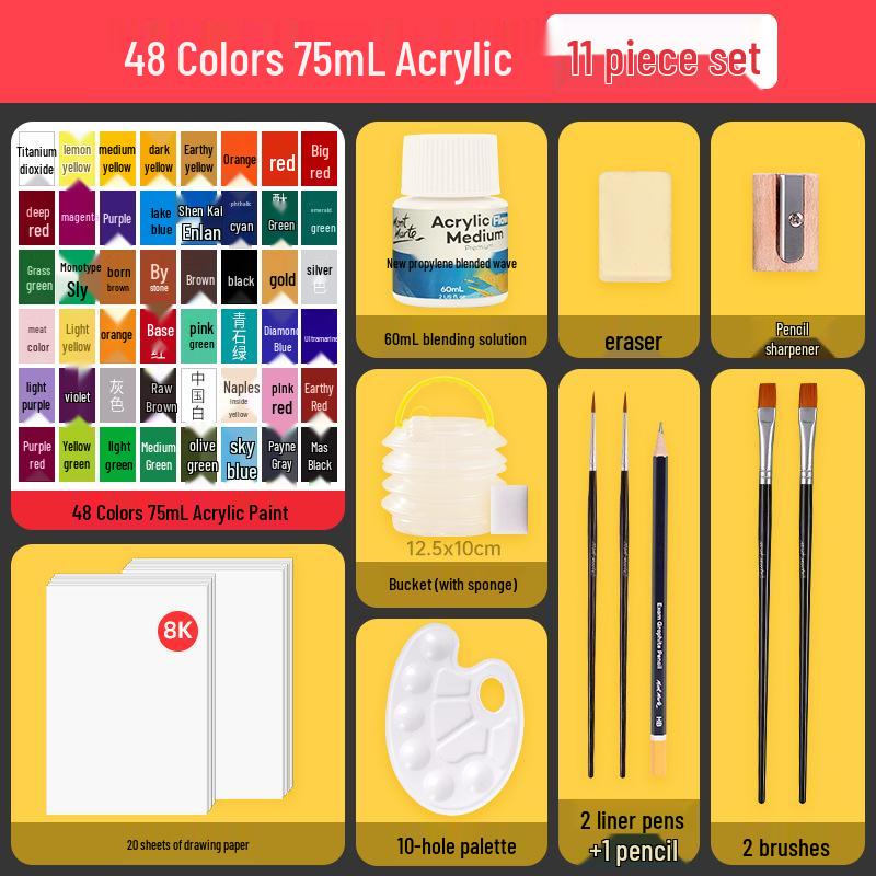 Montmartre 75ml Waterproof Non-Fading Acrylic Paint Set: Perfect for Children’s Textiles and Art Projects, Sunscreen Formula