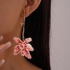 Zinc Zinc Alloy Floral Pendant Earrings with Leaf Stalk Stud Earrings Enamel Flower Drop Earrings  Vacation