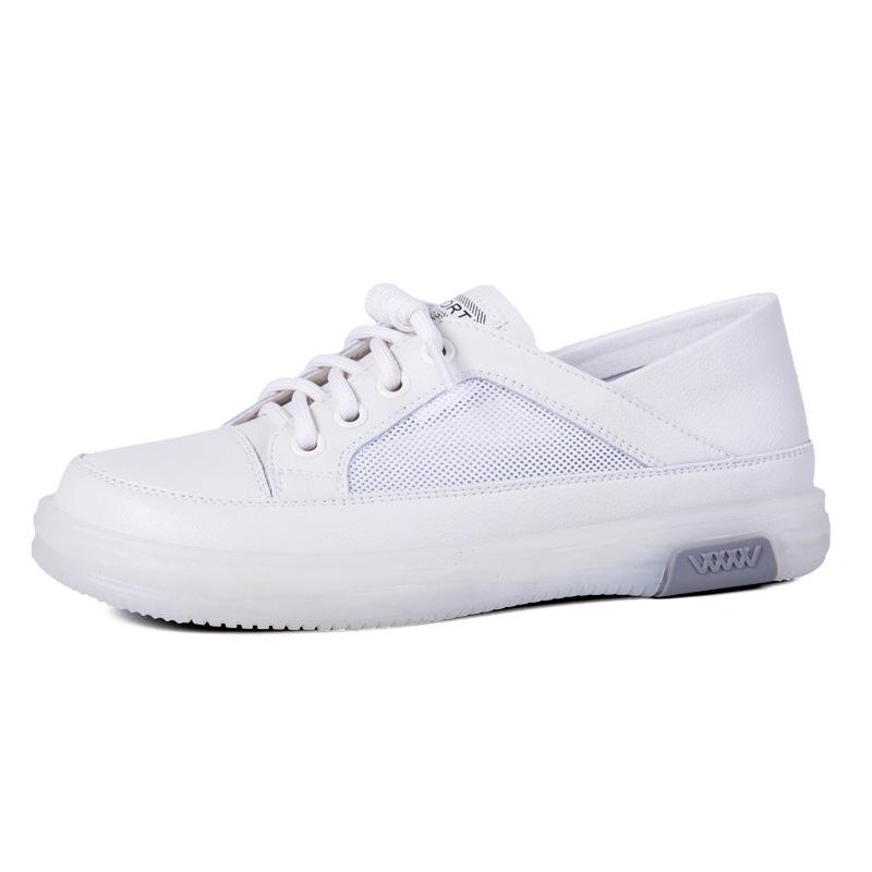 2025 Women's Genuine Leather White Sneakers: Breathable, Soft Cowhide Sole, Versatile Two-Wear Design for Spring & Summer.