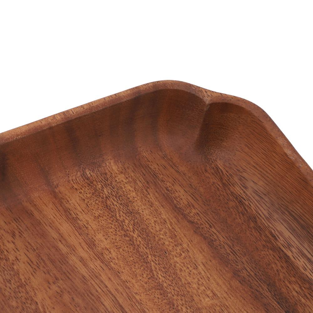 Wooden Food Serving Plate Smooth Fruit Tray Easy To Clean Salad Container Home
