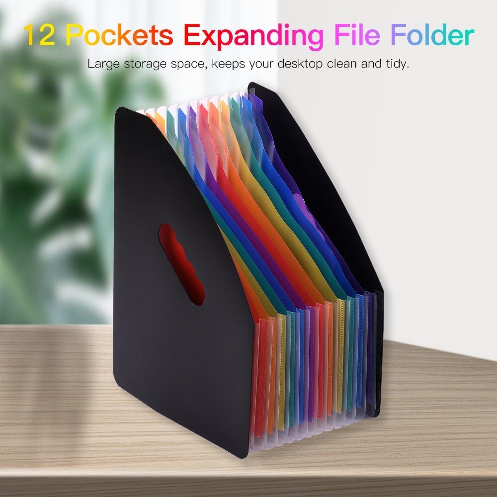 12 Pockets File Organizer Portable File Rack Self Standing Document Organizer Home Office