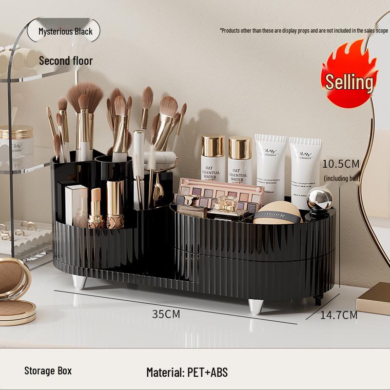 Высококлассный вращающийся настольный органайзер для косметики: Подставка большой вместимости для ухода за кожей, помады и ручек