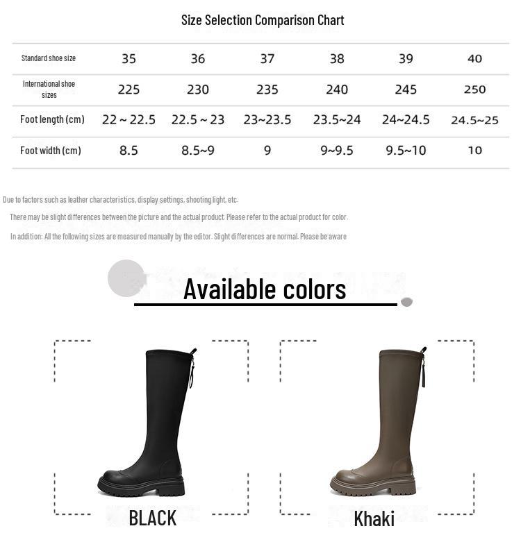 M95005 Long Knight Boots: Simple Zipper, Thick Sole, Height Increase, All-Match for Autumn/Winter.