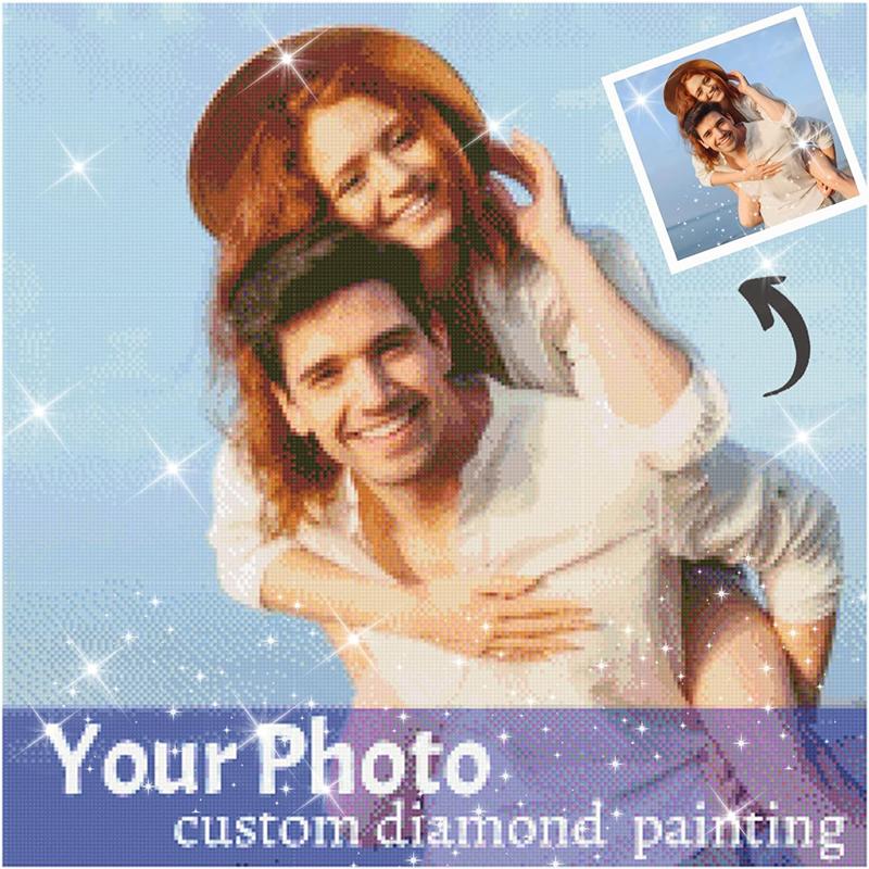 DIY Photo Custom Full Round Drill Diamond Painting Cross Stitch Mosaic Diamond Embroidery Home Wedding Decoration