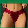 Cinoon Sexy Satin Womens Lace Panty Silky Luxury Panties French Elegant Breathable Briefs Burgundy Solid Color Soft Lingerie