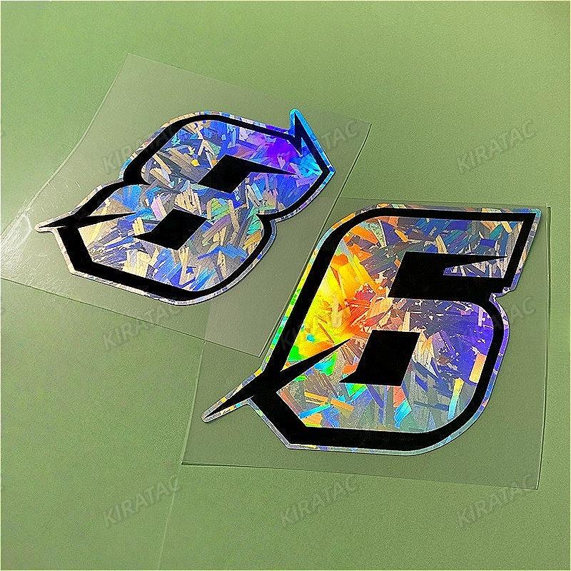 1PC Holographic Carbon Arabic Numbers Motorcycle Sticker Waterproof for Scooter Motorbike Front Fairing Bicycle Vinyl Decals