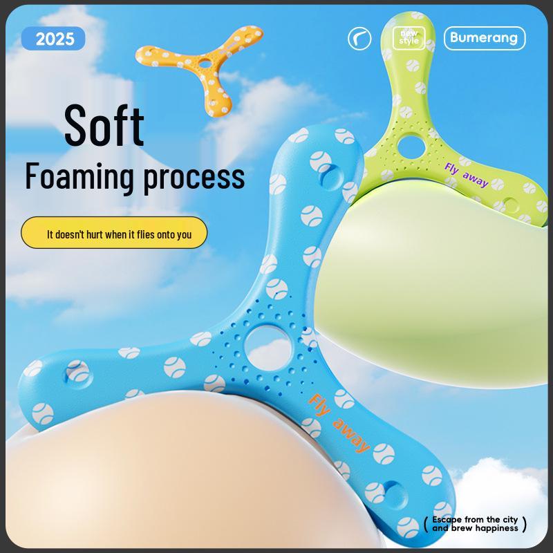 Детский мягкий трехлопастной бумеранг фрисби - Интерактивная игрушка для спорта и развлечений на открытом воздухе