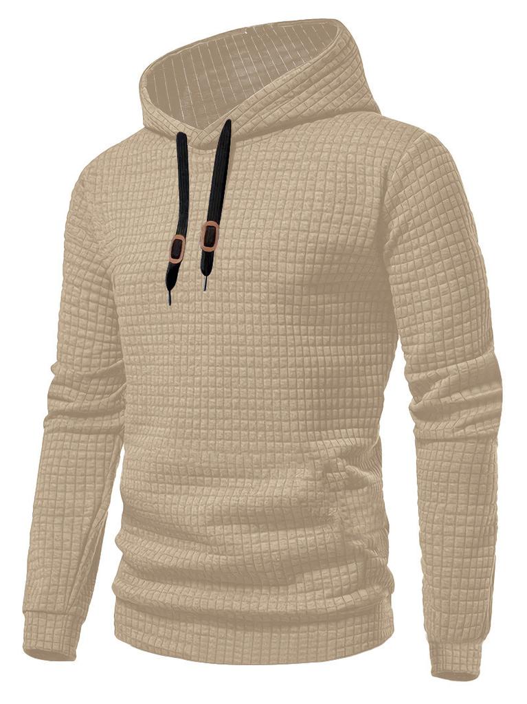 Casual Long Sleeve Hoodie With Patchwork And Plaid Pattern For Men