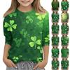 Улица. Топы с принтом ко Дню Святого Патрика для девочек-подростков 4-11 лет, футболки с круглым вырезом и рукавами 3/4, модные топы, футболки для наряда