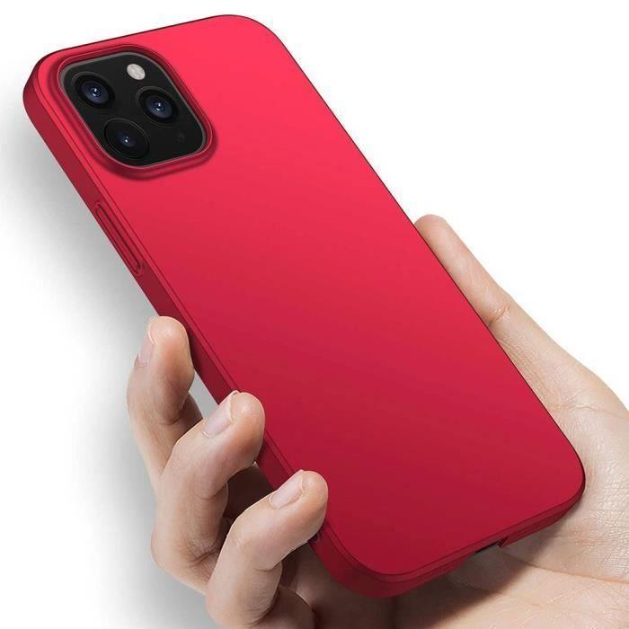 Coque de protection - E.F.CONNECTION - pour iPhone 12 - Silicone Souple - Ultra Fine - Rouge